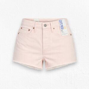 Levi's 501 Peach Pink High Waisted Special Edition Cut Off Denim Shorts Size 27
